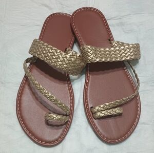 Shein women's gold braided flat sandals